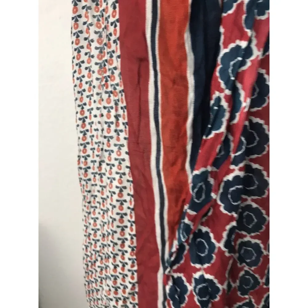 Coldwater Creek Scarf Women Sz OS Multicolor Print‎ Floral Graphic Raw Hem NWT